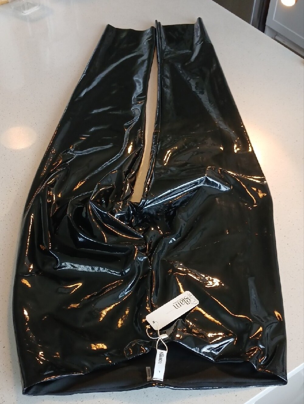 GLAM High-gloss Patent Finish Leather Pants for a striking look. Tight & Shinny!